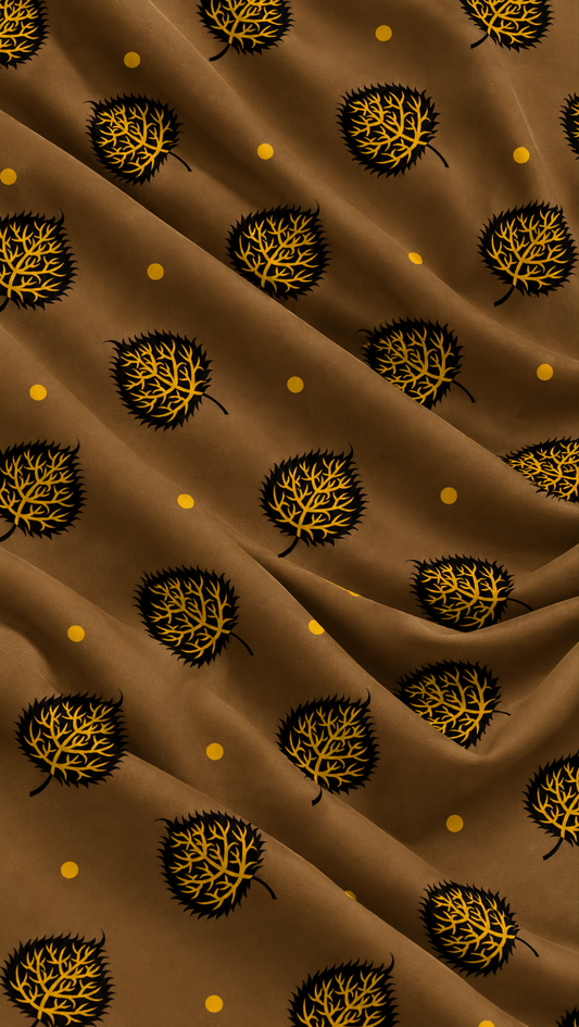 Mocha Gold Tree — Printed Khaddar 2-Piece Unstitched Suit