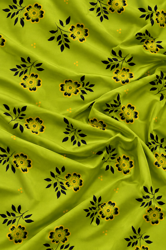 Lime Floral Vine — Printed Khaddar 2-Piece Suit