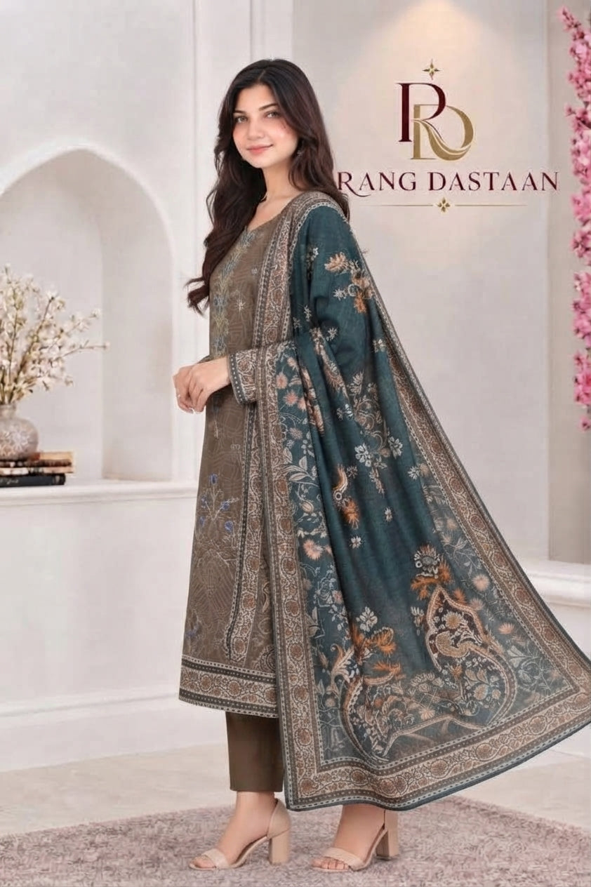 3 PIECE - EMBROIDERED LIGHT KHADDAR SUIT