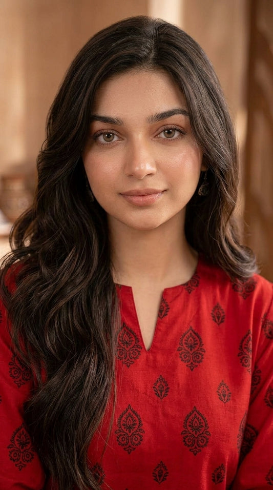 Scarlet Charm — Printed Khaddar 2-Piece Unstitched Suit