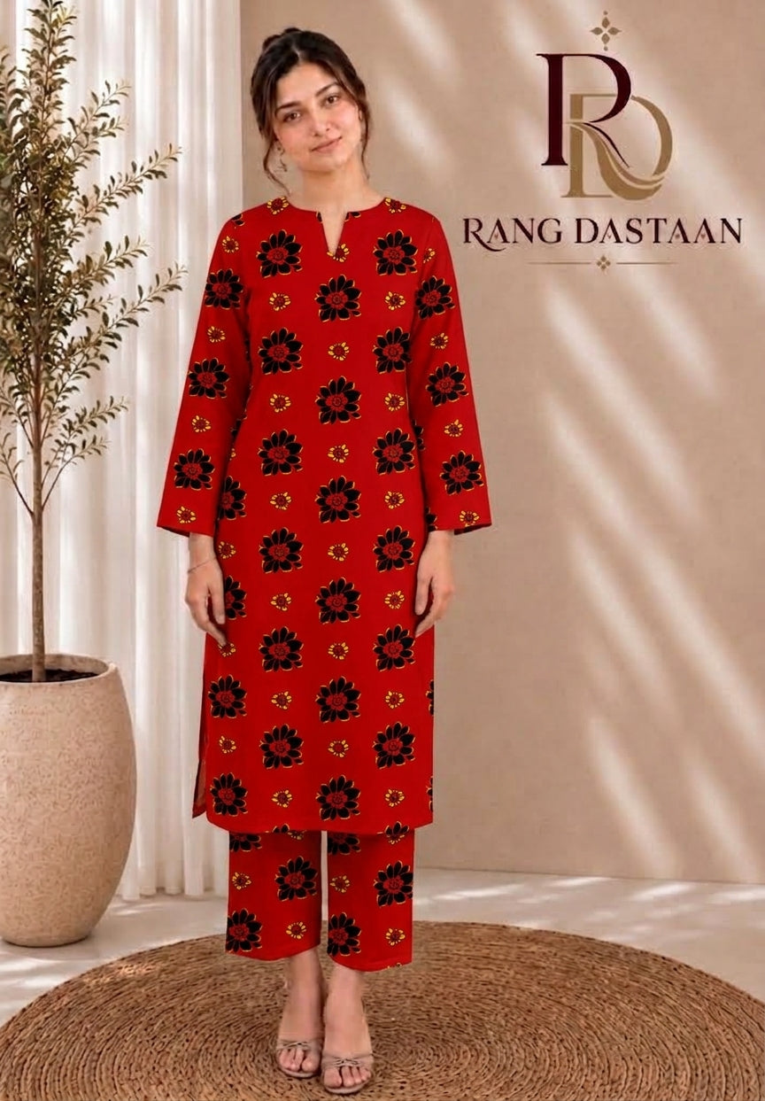 Ruby Bloom — Printed Khaddar 2-Piece Unstitched Suit
