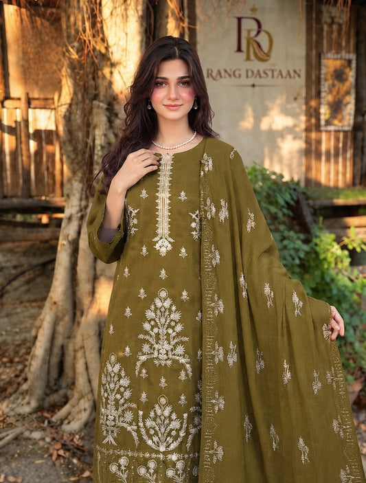 CRYSTAL DHANAK HEAVY EMBROIDERED 3PC SUIT