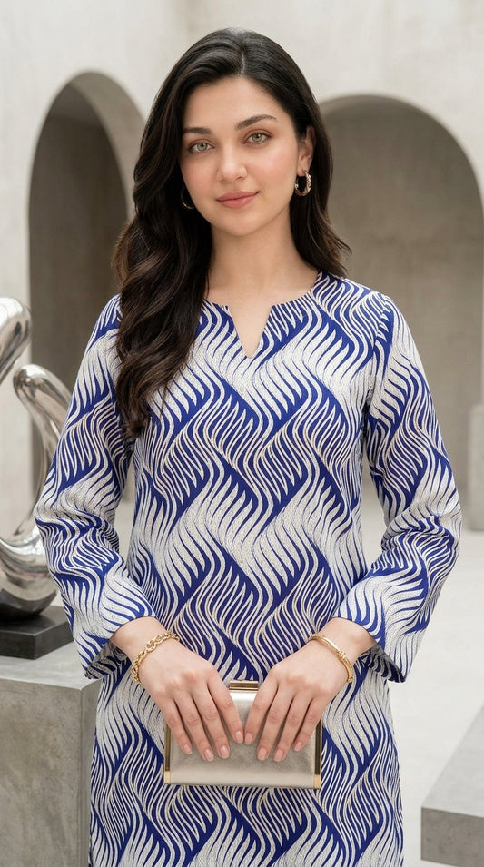 Sapphire Waves — Printed Lawn 2-Piece Suit