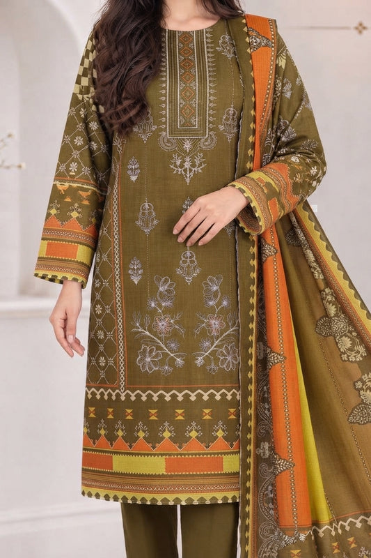 3 PIECE - EMBROIDERED LIGHT KHADDAR SUIT