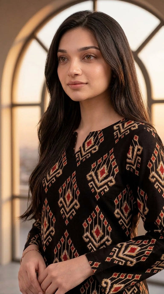 Black Heritage — Printed Khaddar 2-Piece Unstitched Suit