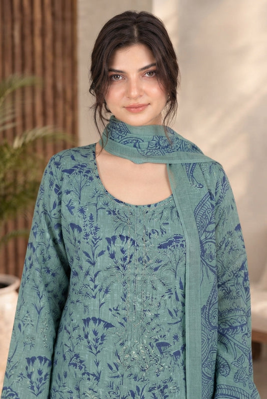 3 PIECE - EMBROIDERED DHANAK SUIT