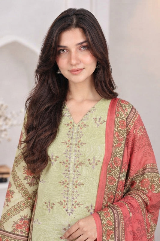 3 PIECE - EMBROIDERED LIGHT KHADDAR SUIT