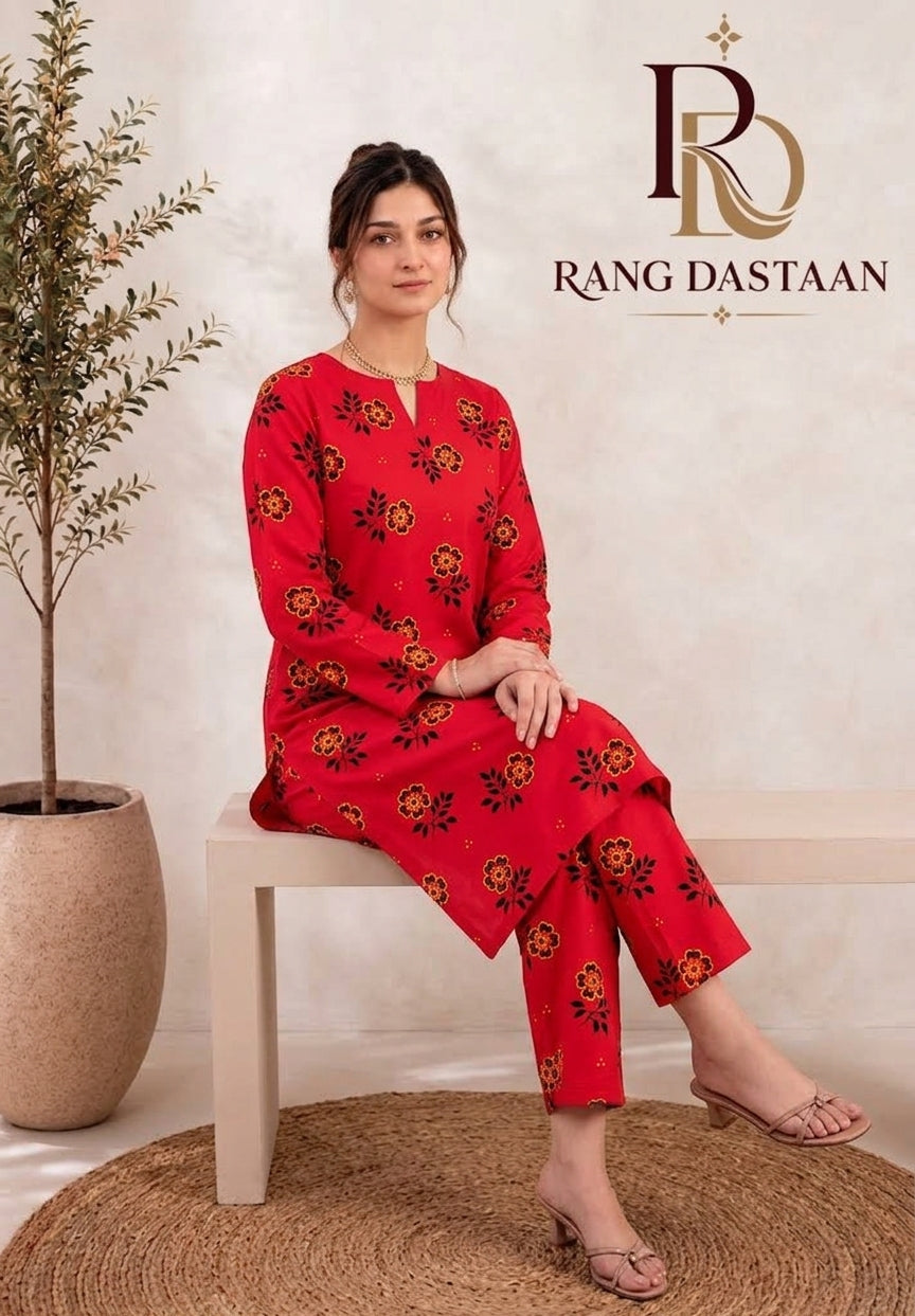 Ruby Bloom — Printed Khaddar 2-Piece Unstitched Suit