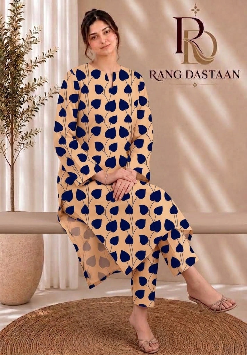 Royal Navy Hearts — Printed Khaddar 2-Piece Unstitched Suit