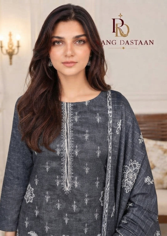 CRYSTAL DHANAK HEAVY EMBROIDERED 3PC SUIT