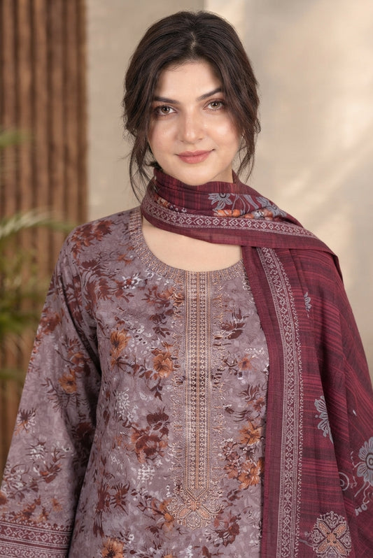 3 PIECE - EMBROIDERED DHANAK SUIT