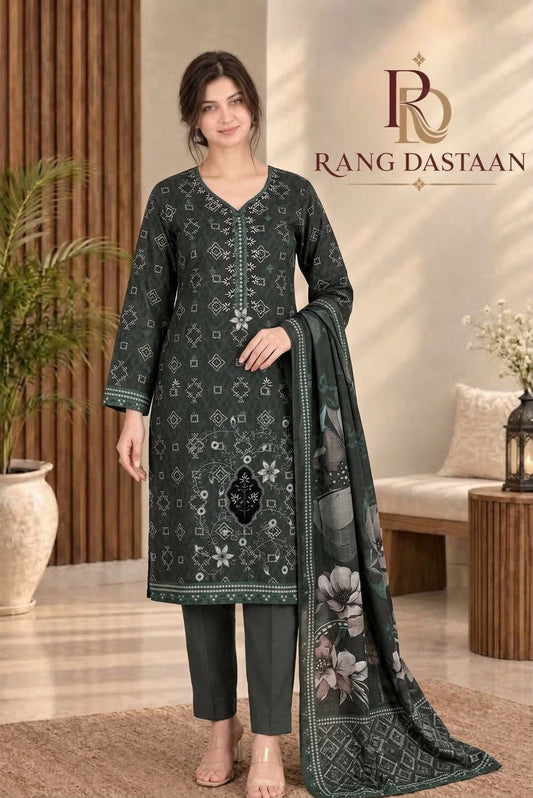 3 PIECE - EMBROIDERED DHANAK SUIT