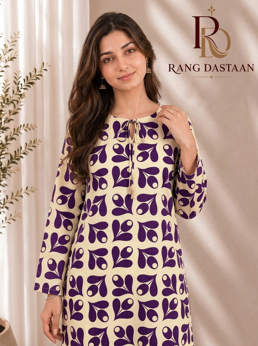 Royal Plum Leaf — Printed Lawn 2-Piece Suit