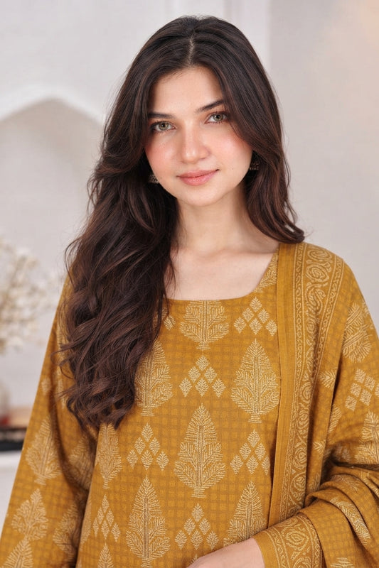 3 PIECE - EMBROIDERED LIGHT KHADDAR SUIT