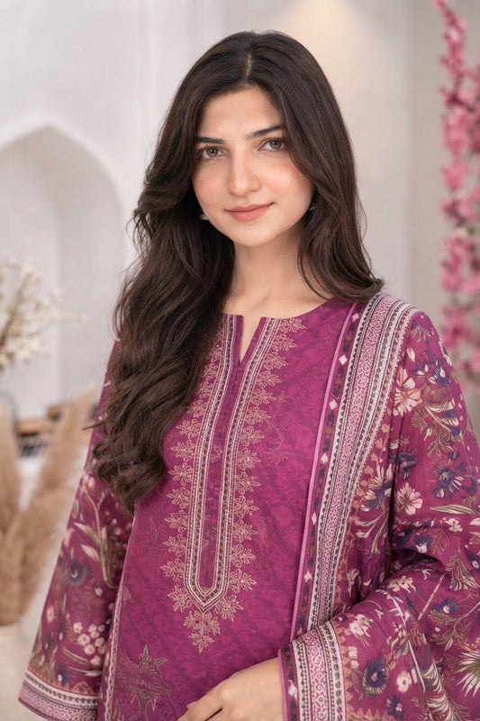 3 PIECE - EMBROIDERED LIGHT KHADDAR SUIT
