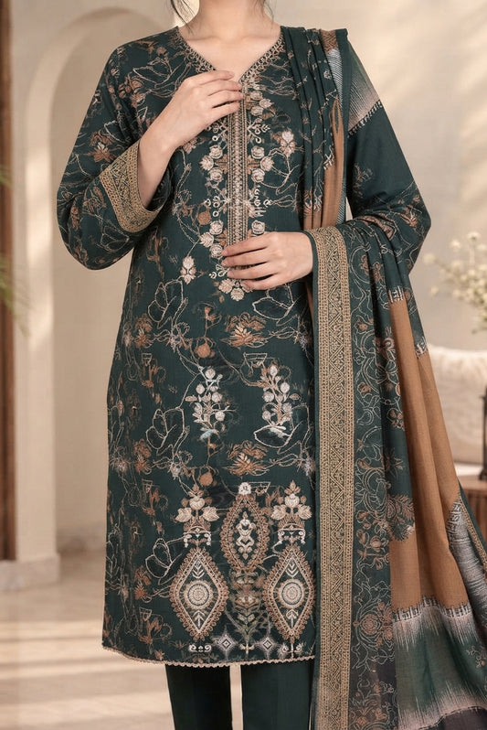 3 PIECE - EMBROIDERED DHANAK SUIT