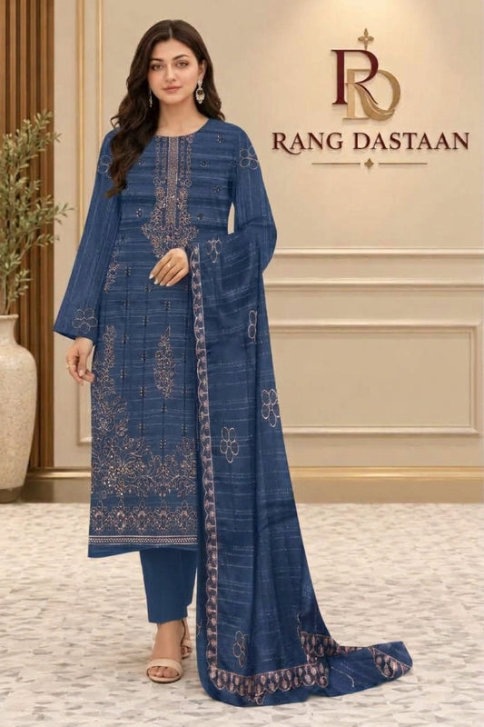 CRYSTAL DHANAK HEAVY EMBROIDERED 3PC SUIT
