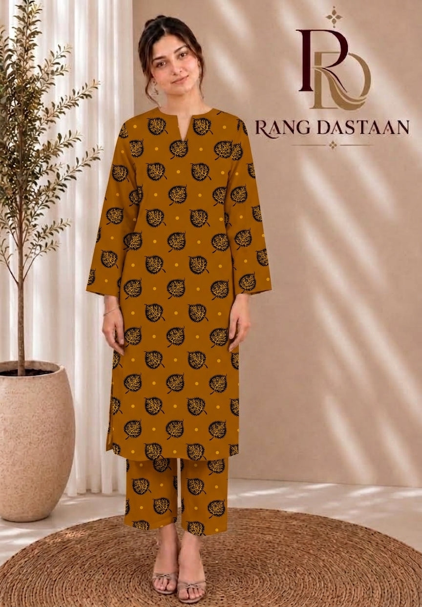 Golden Amber Tree — Printed Khaddar 2-Piece Unstitched Suit