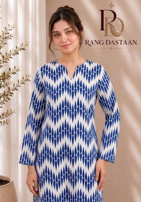 Cobalt Wave — Printed Lawn 2-Piece Suit