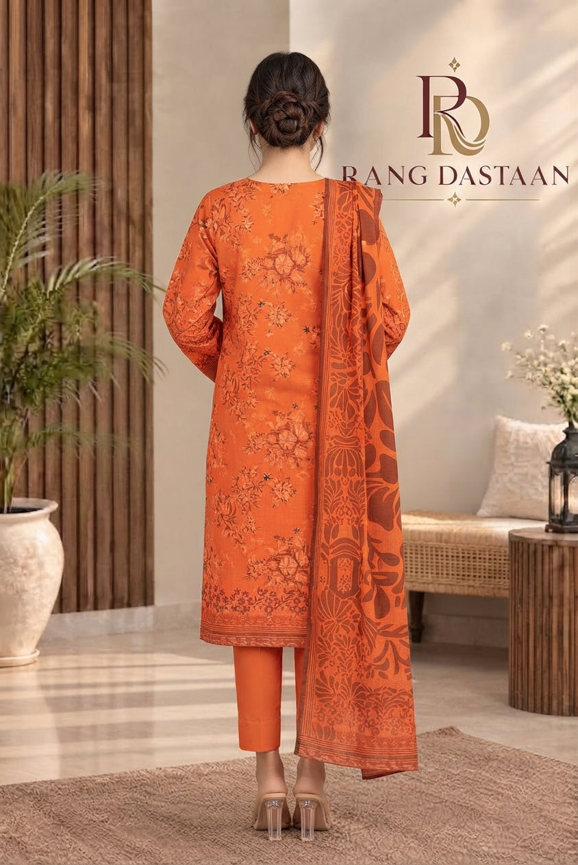 3 PIECE - EMBROIDERED DHANAK SUIT