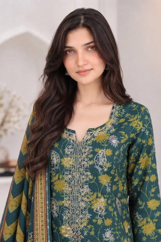 3 PIECE - EMBROIDERED LIGHT KHADDAR SUIT