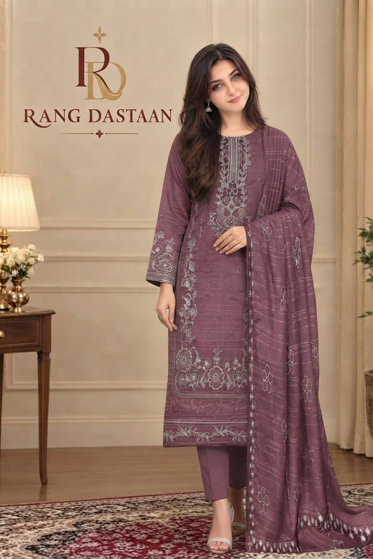 CRYSTAL DHANAK HEAVY EMBROIDERED 3PC SUIT