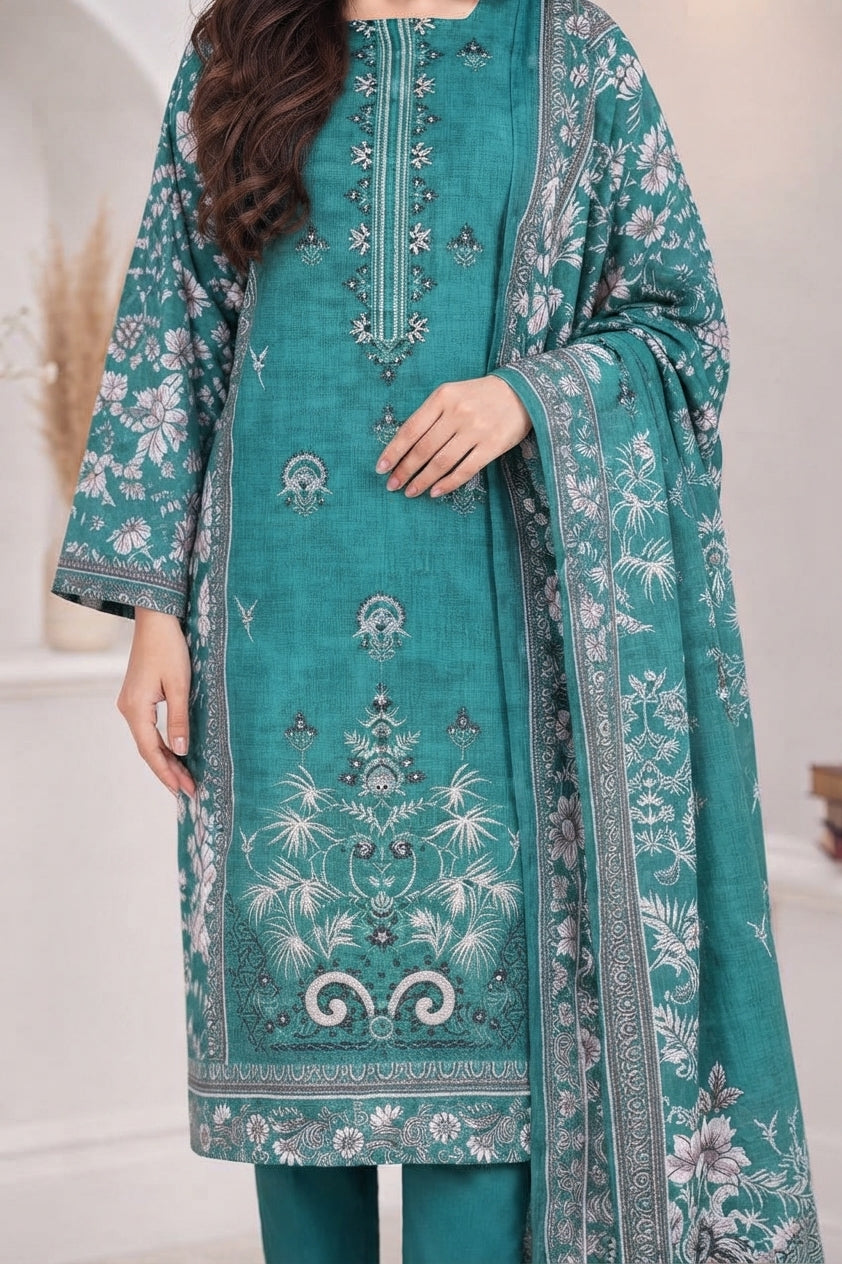 3 PIECE - EMBROIDERED LIGHT KHADDAR SUIT