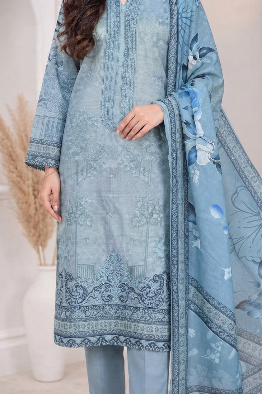3 PIECE - EMBROIDERED LIGHT KHADDAR SUIT