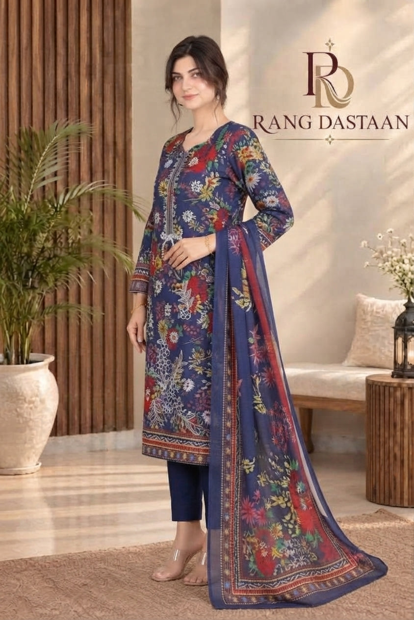 3 PIECE - EMBROIDERED DHANAK SUIT