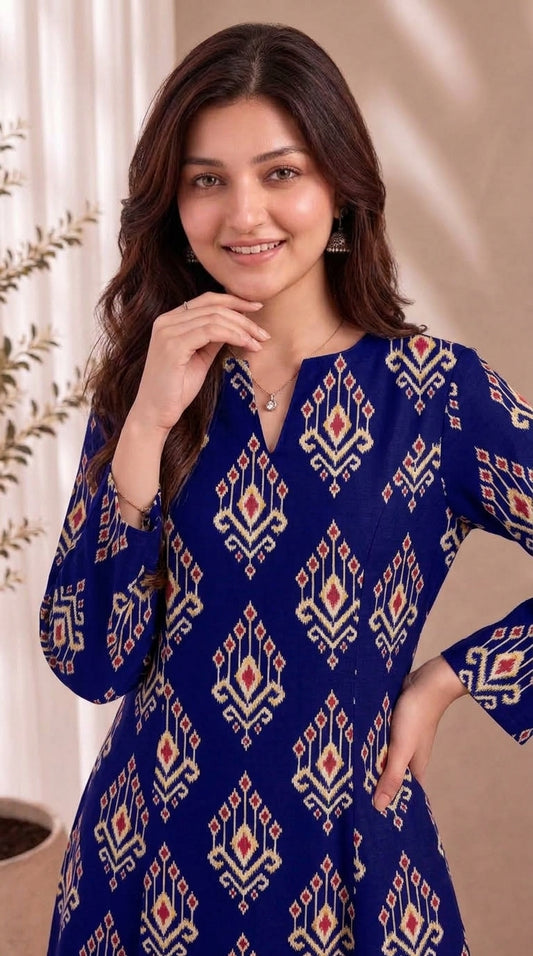 Royal Geometric — Printed Khaddar 2-Piece Suit