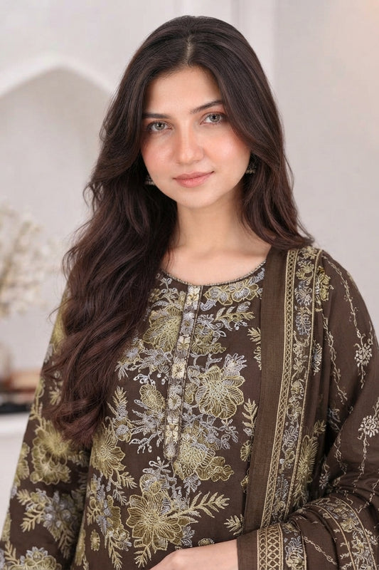 3 PIECE - EMBROIDERED LIGHT KHADDAR SUIT