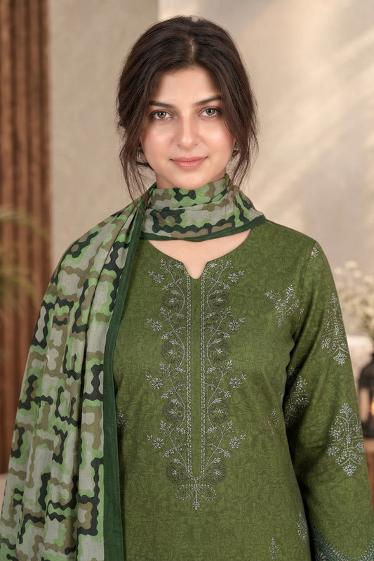 3 PIECE - EMBROIDERED DHANAK SUIT