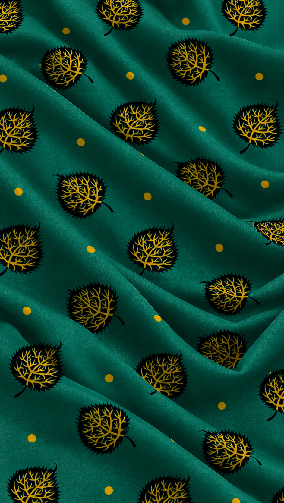 Emerald Gold Tree — Printed Khaddar 2-Piece Unstitched Suit