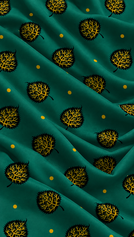 Emerald Gold Tree — Printed Khaddar 2-Piece Unstitched Suit