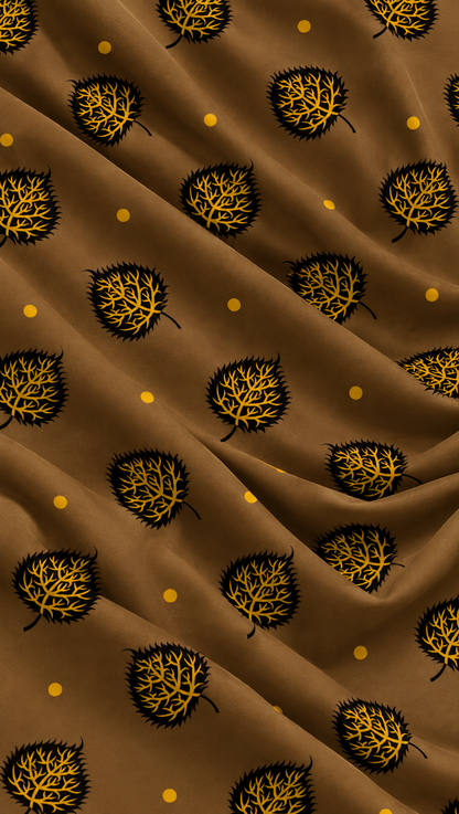Mocha Gold Tree — Printed Khaddar 2-Piece Unstitched Suit
