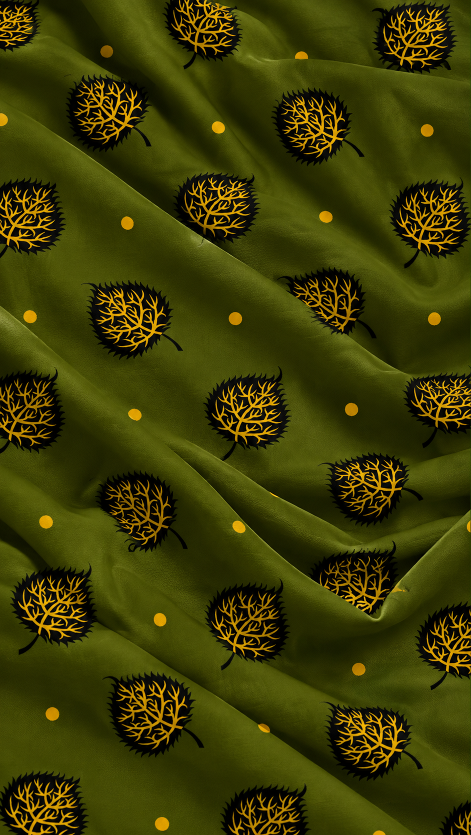 Olive Gold Tree — Printed Khaddar 2-Piece Unstitched Suit