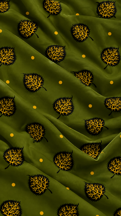 Olive Gold Tree — Printed Khaddar 2-Piece Unstitched Suit