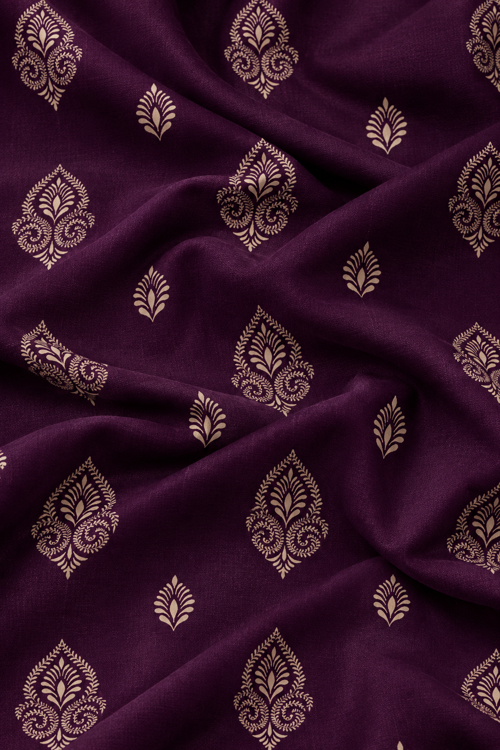 Royal Plum — Printed Khaddar 2-Piece Unstitched Suit
