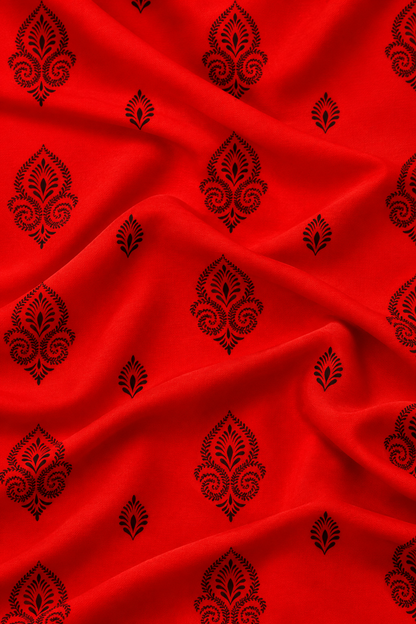 Scarlet Charm — Printed Khaddar 2-Piece Unstitched Suit
