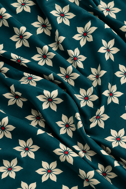 Teal Blossom — Printed Khaddar 2-Piece Unstitched Suit