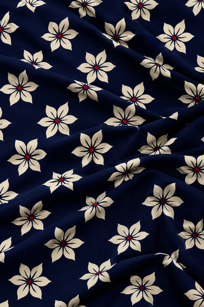 Royal Azure Blossom — Printed Khaddar 2-Piece Unstitched Suit