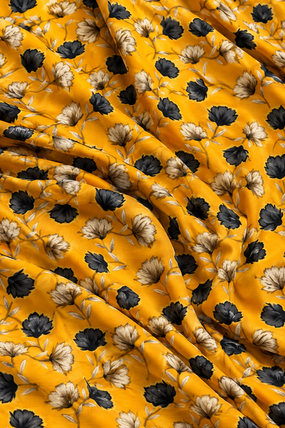 Mustard Yellow — Printed Khaddar 2-Piece Unstitched Suit