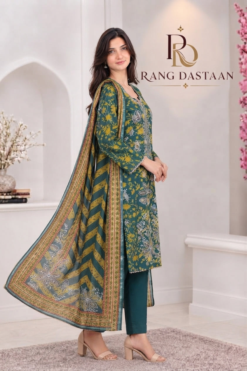3 PIECE - EMBROIDERED LIGHT KHADDAR SUIT