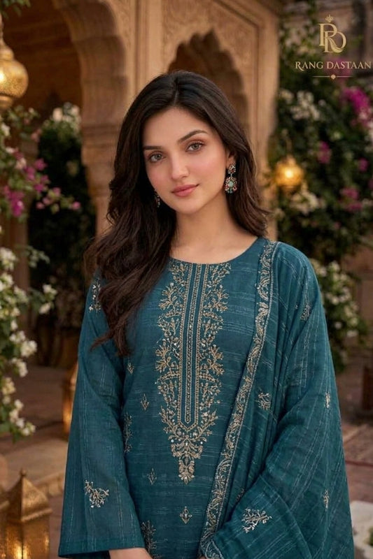 CRYSTAL DHANAK HEAVY EMBROIDERED 3PC SUIT