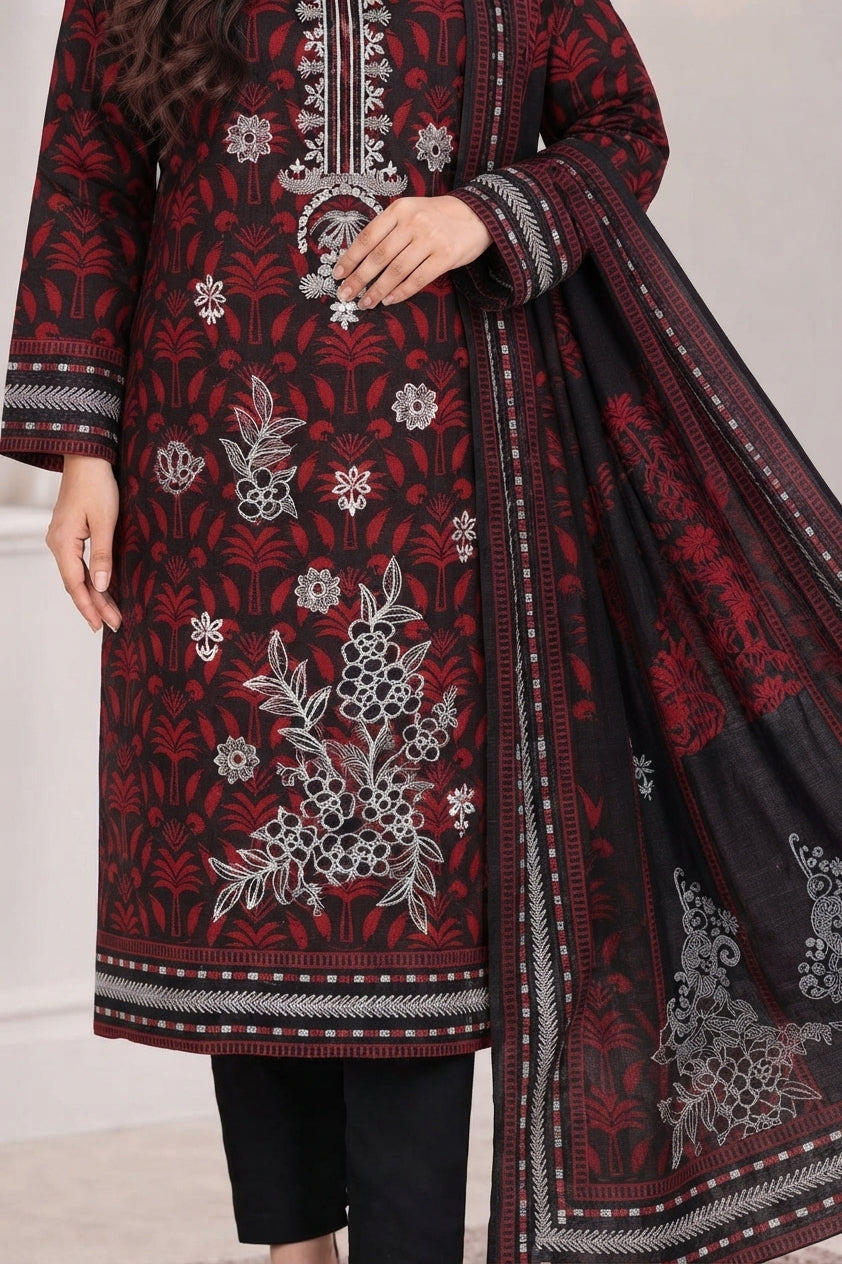 3 PIECE - EMBROIDERED LIGHT KHADDAR SUIT