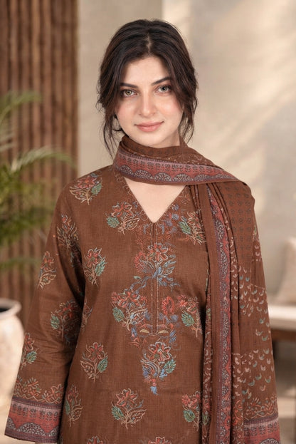 3 PIECE - EMBROIDERED DHANAK SUIT