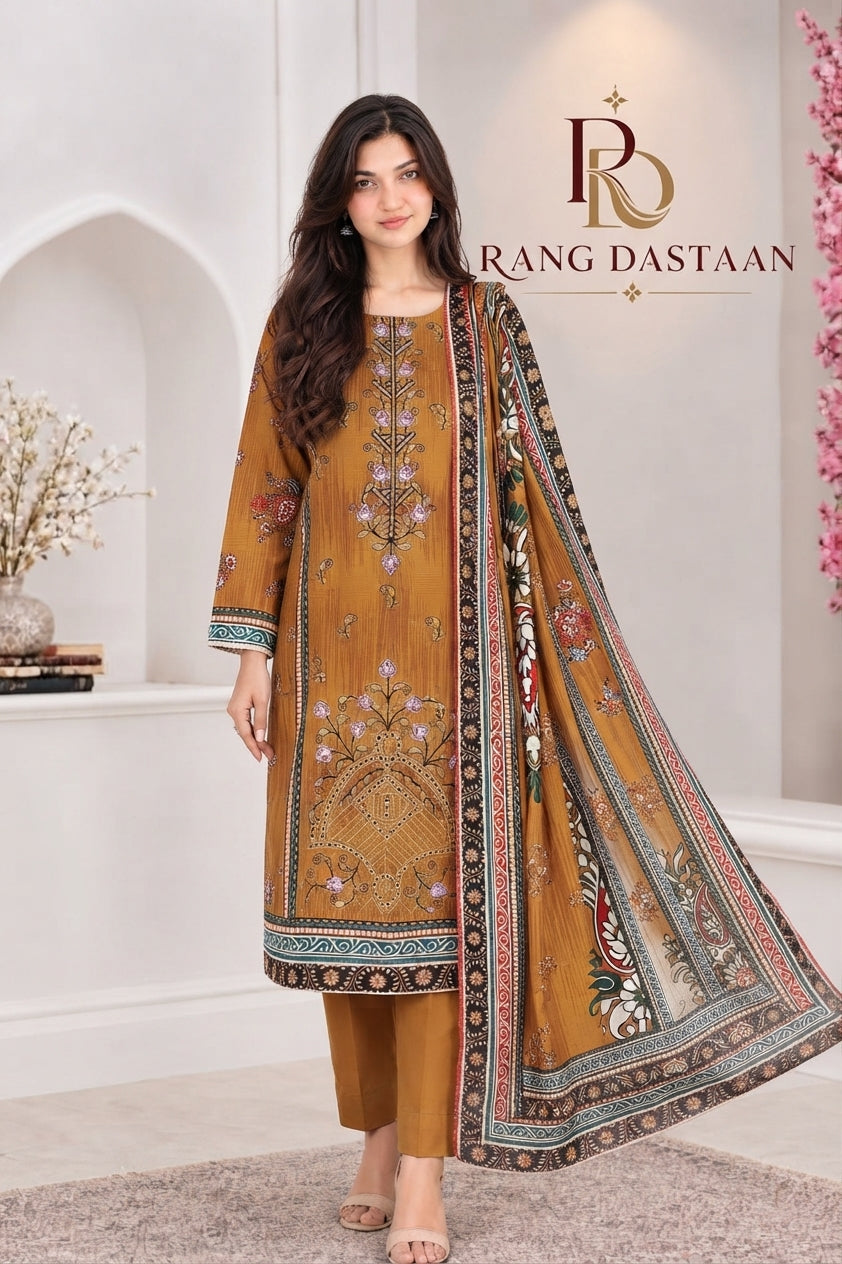 3 PIECE - EMBROIDERED LIGHT KHADDAR SUIT