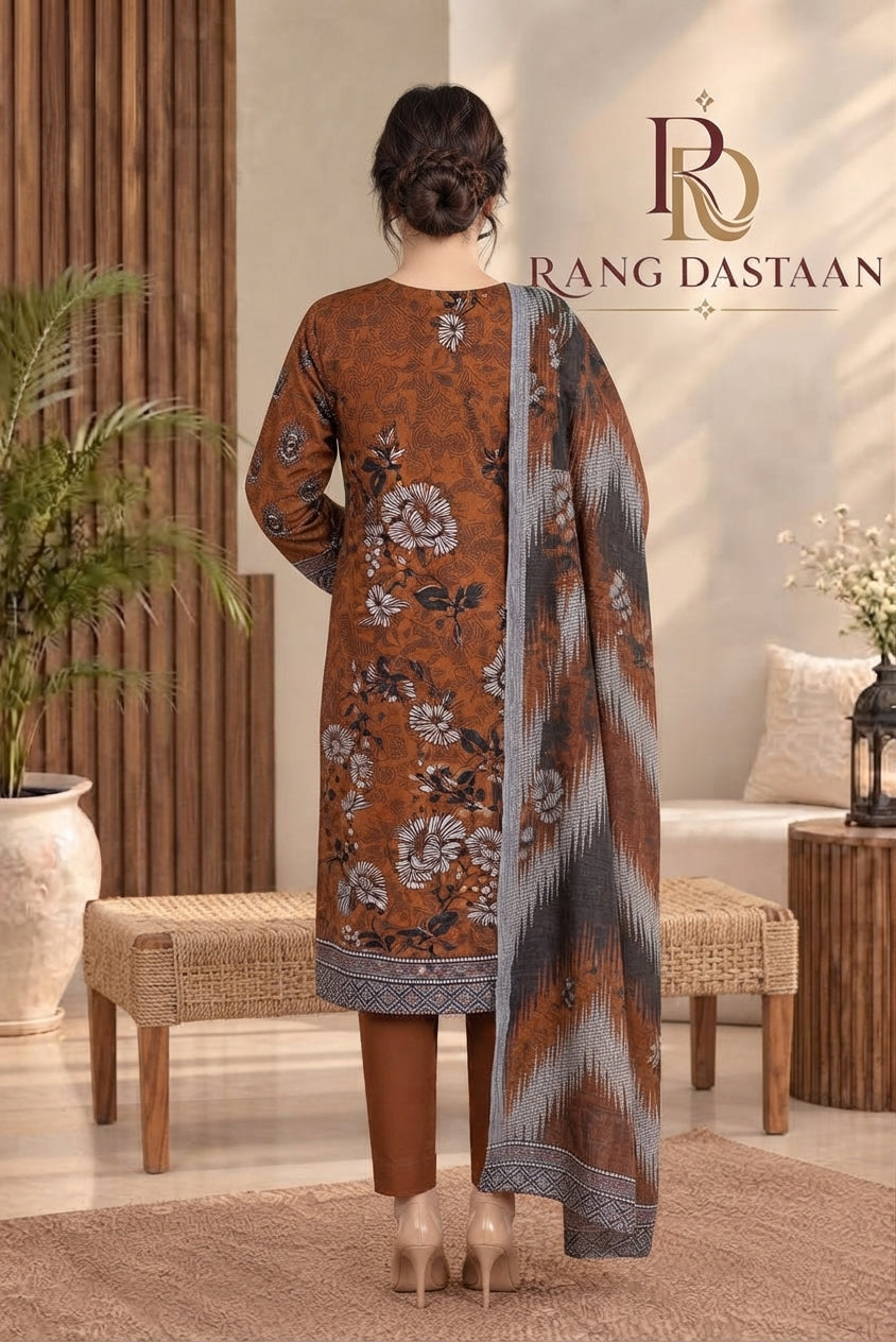 3 PIECE - EMBROIDERED DHANAK SUIT