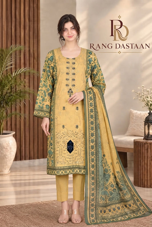 3 PIECE - EMBROIDERED DHANAK SUIT