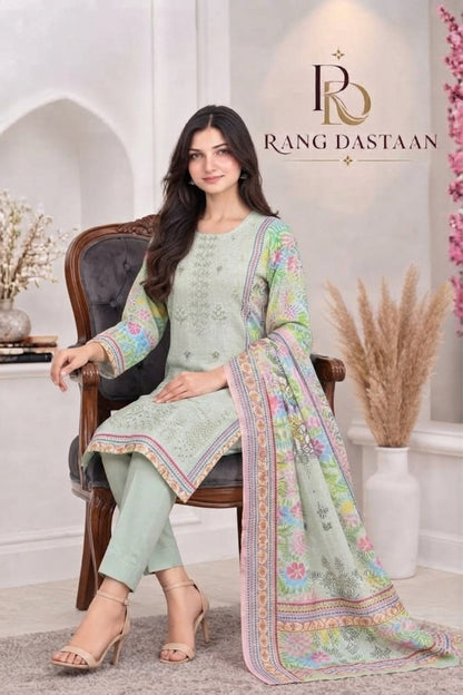 3 PIECE - EMBROIDERED LIGHT KHADDAR SUIT
